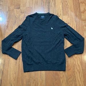 Abercrombie & Fitch Tag Size Xl Gray Sweater V Neck Men Cotton & Wool